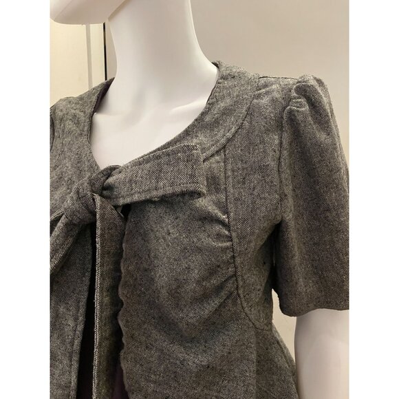 Vintage retro 1940s/50s look short sleeve tweed jacket, peplum, front tie, M - Picture 3 of 5